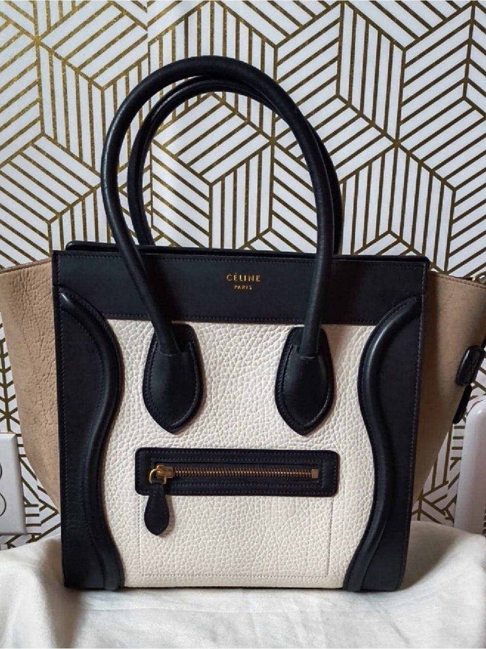 Celine Black, Cream & Tan Mini Luggage Satchel